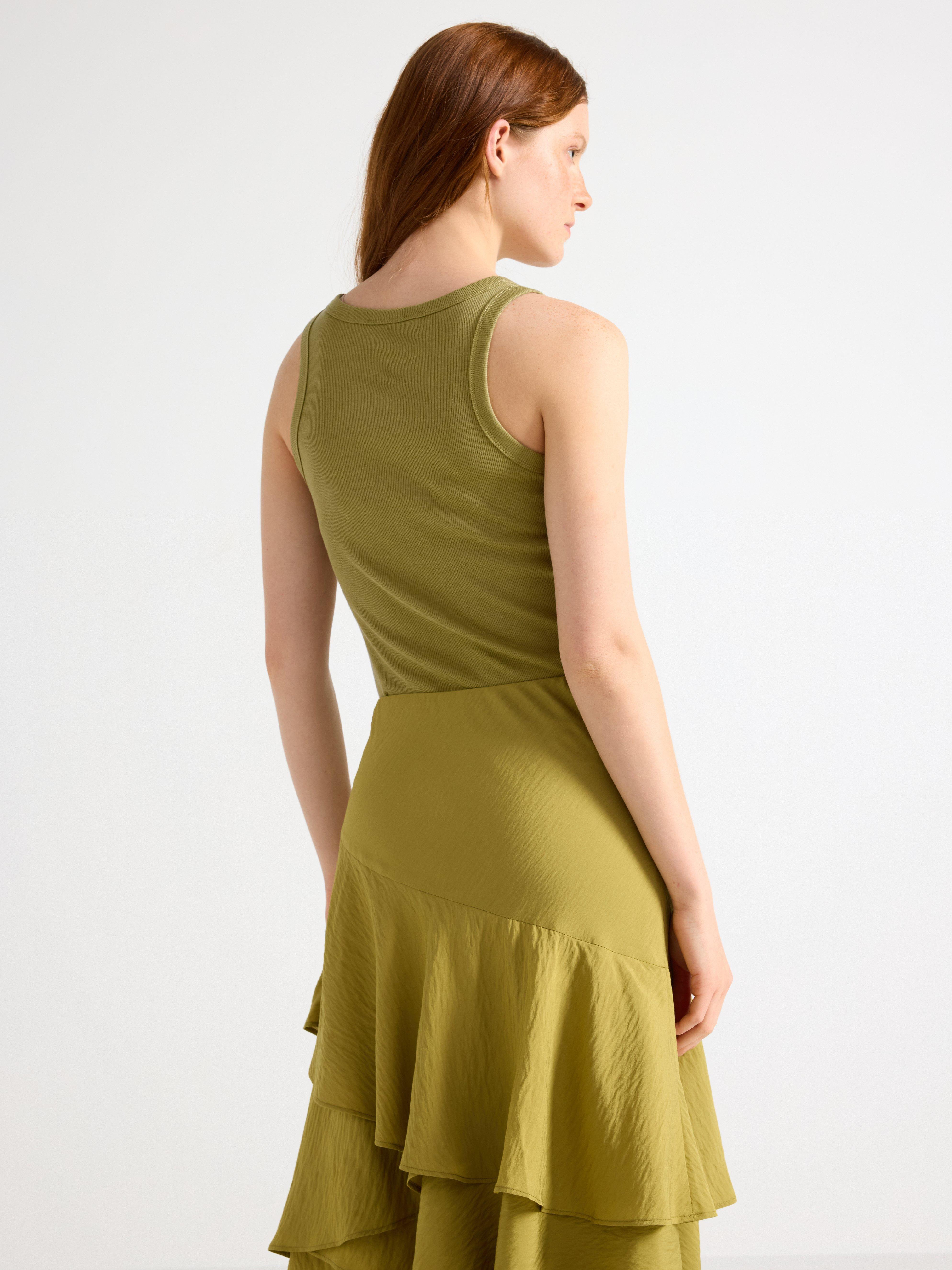 Lino Ribbat Verde Polvoriento