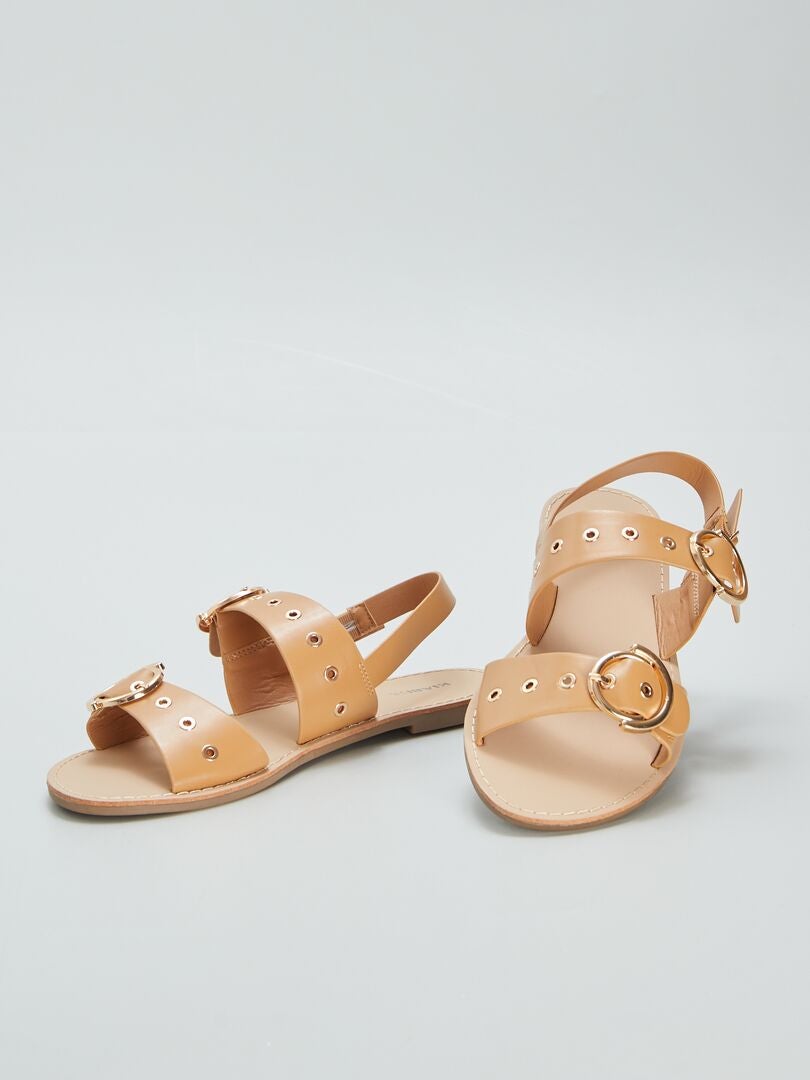 Sandalen met studs op de bandjes - BRUIN