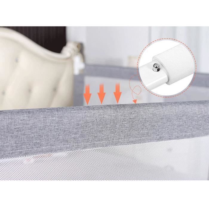 Barandilla de cama infantil portátil ELIFUZHG - Gris L 180 cm H 70-105 cm - Bebé