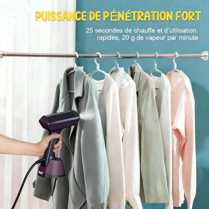 Défroisseur vapeur  RAF- Réservoir 270ml - 1400W - Repassage à 90°et 110° - Chauffage rapide - Violet/noir-couleur aléatoire