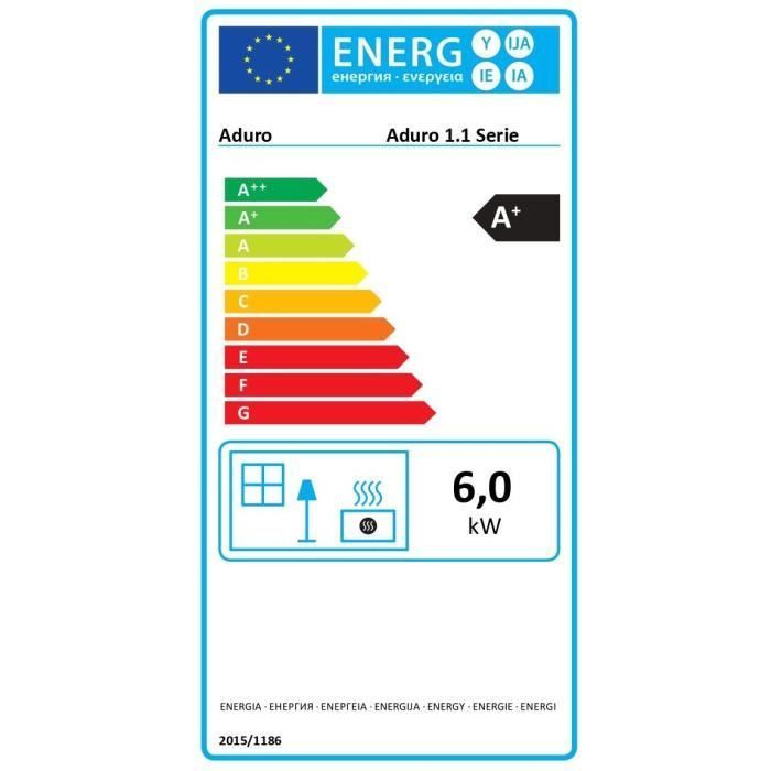 Poêle à bois - ADURO 1.1SK - 50315 - 6 KW - Stratite Gris