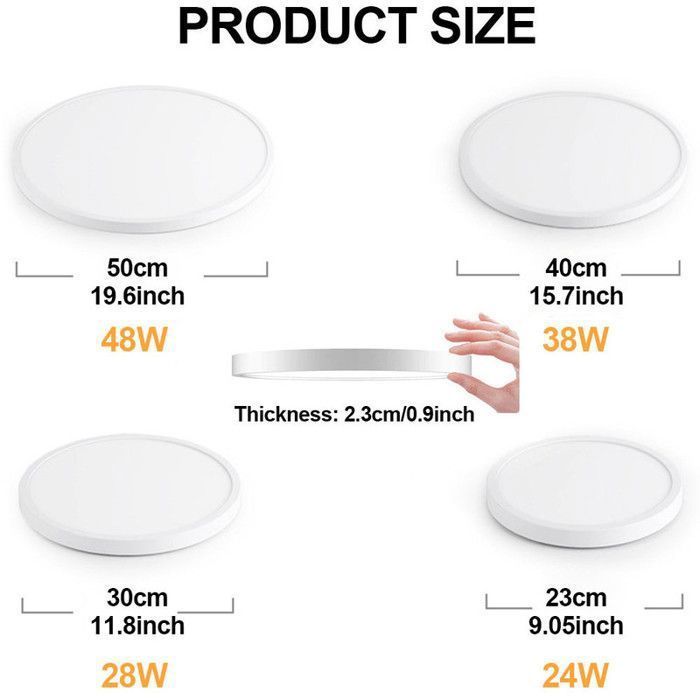 Lámpara de techo LED de color ajustable - Lámpara de baño - Redonda moderna ultrafina para cocina, dormitorio, sala de estar, 24 W