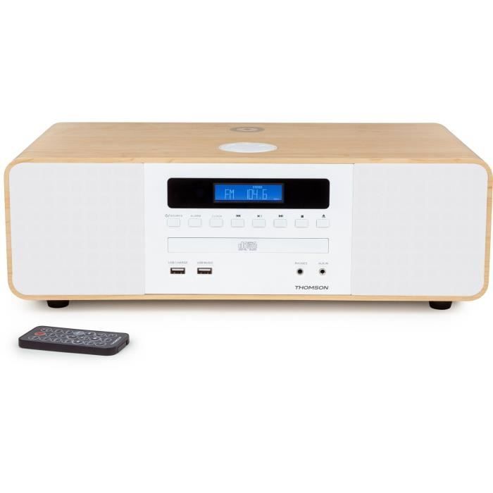 Sistema Hi-Fi Bluetooth compatto - THOMSON - Bianco/Induzione - Radio FM/CD/MP3/USB, 50W, Equalizzatore, Telecomando, Alimentatore 230V