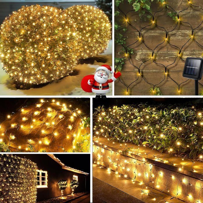 Decorative outdoor net string lights with 96 LEDs, 1.5m x 1.5m, 8 lighting modes for the beach, garden (warm white).
