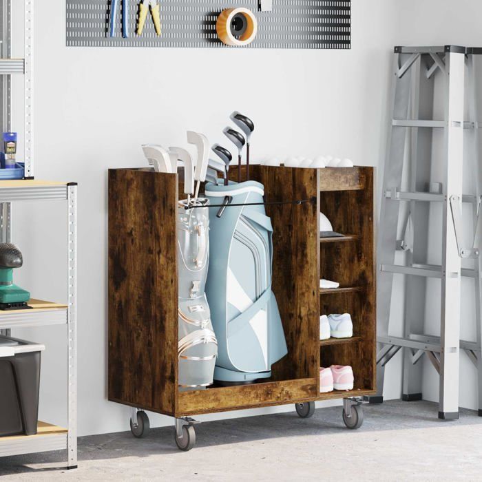 Armario para guardar material de golf - vidaXL - Roble ahumado - 90x45x98 cm - Gran capacidad de almacenamiento