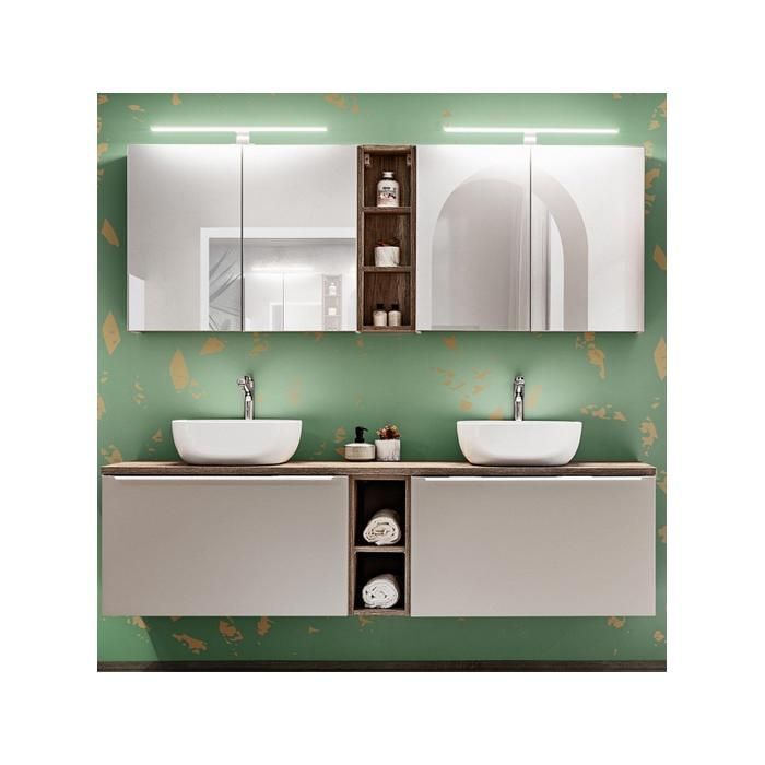 Mască de baie cu chiuvetă dublă de 180 cm + 5 piese - Rosario Taupe