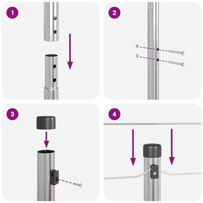 postes para cercas vidaXL, 13 unidades, Ø32 mm, 190 cm, acero galvanizado, 42004229