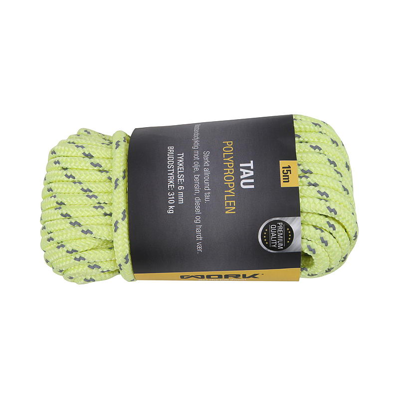 Arbeitsseil 6 mm 15 m, PP gelb, fluoreszierend