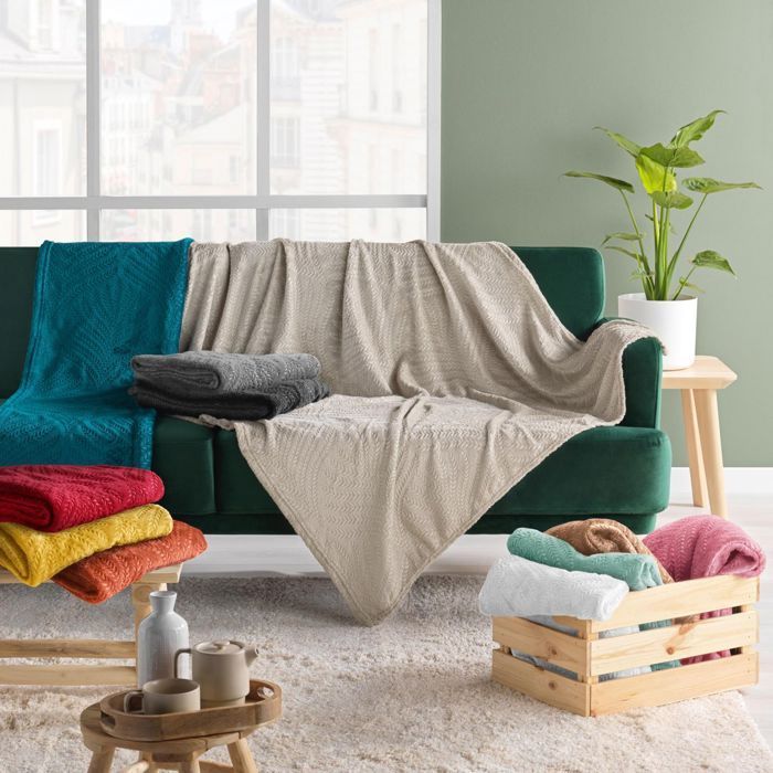 Plaid in flanella 125x150 cm - Stampa a motivi floreali - Blu