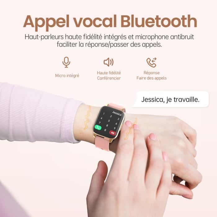 Montre Connectée Femme SmartWatch avec Appels Bluetooth 1,85'' GPS 24 modes Sport IP68 Etanche Trackers d'activité pour Android iOS