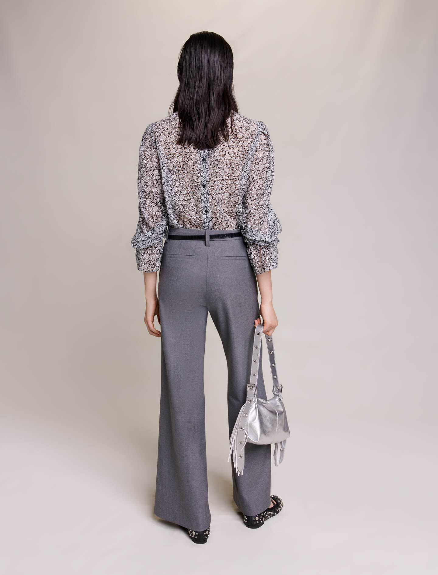 Blouse met bloemenprint - Zwart/Wit