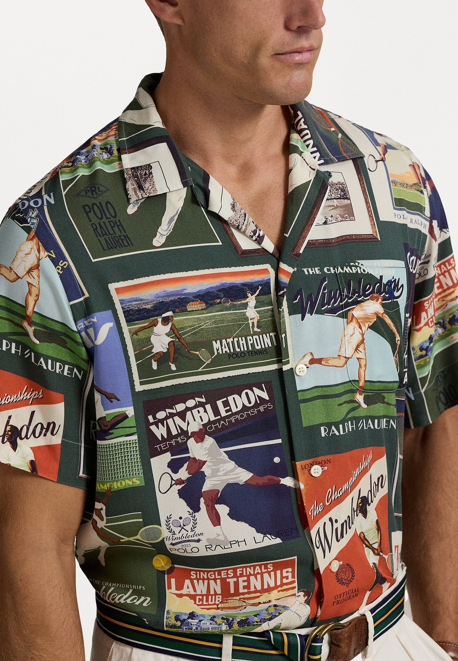 Polo Ralph Lauren Wimbledon posterprint camp shirt unisex - Blouse met knoopsluiting - meerkleurig