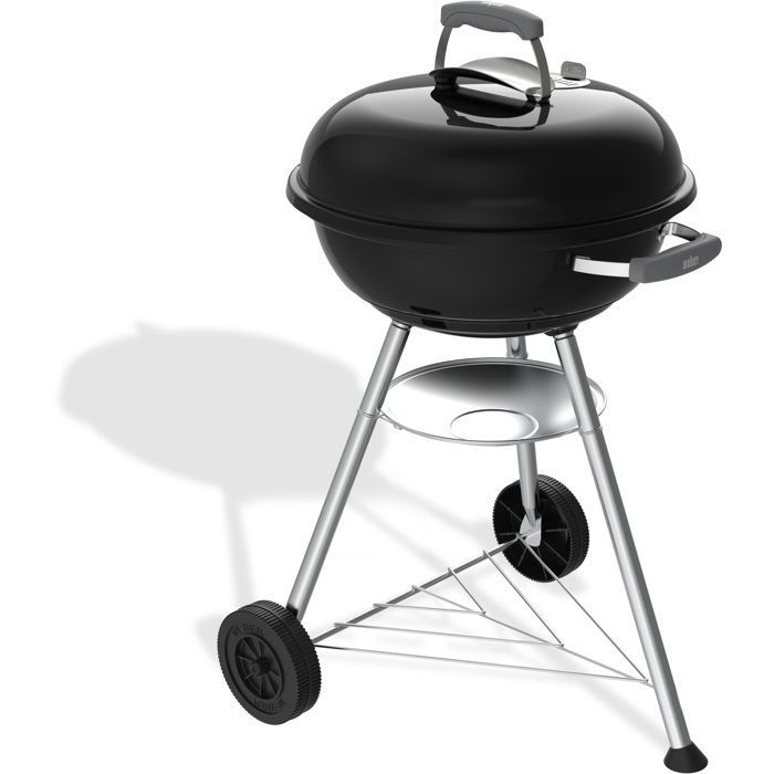 Barbecue a carbone Weber Compact Kettle - Diametro 47 cm - Acciaio smaltato - Valvola di sfiato - 6 coperti - Nero