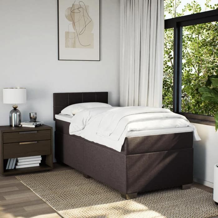 Struttura letto con materasso - Marrone scuro - 90x200 cm - Molle insacchettate - Massimo relax