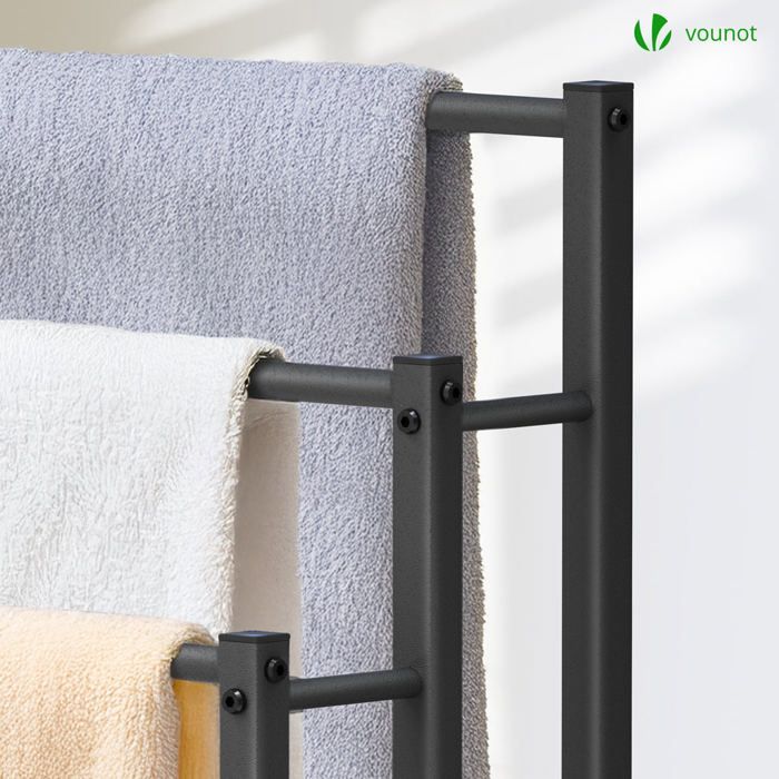 Toallero independiente VOUNOT® - Soporte de 3 niveles - Metal - Negro