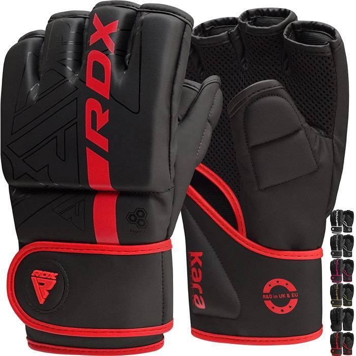 RDX MMA Gloves, Boxing Combat Gloves for Grappling, Muay Thai Gloves for Sparring, Cage Fighting Gloves, Red