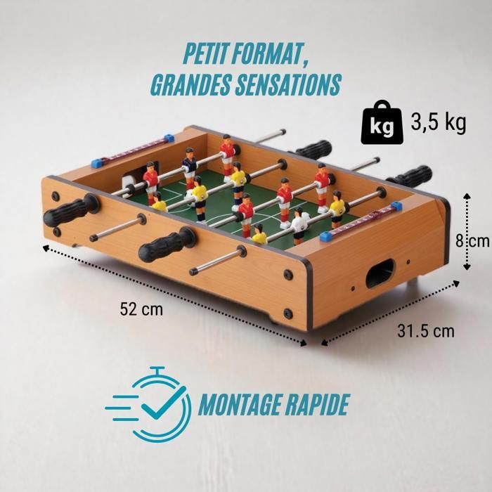 DEVESSPORT Mini calcio balilla per bambini, gioco di calcio portatile con giocatori e segnapunti. Regalo ideale per bambini dai 3 anni in su.