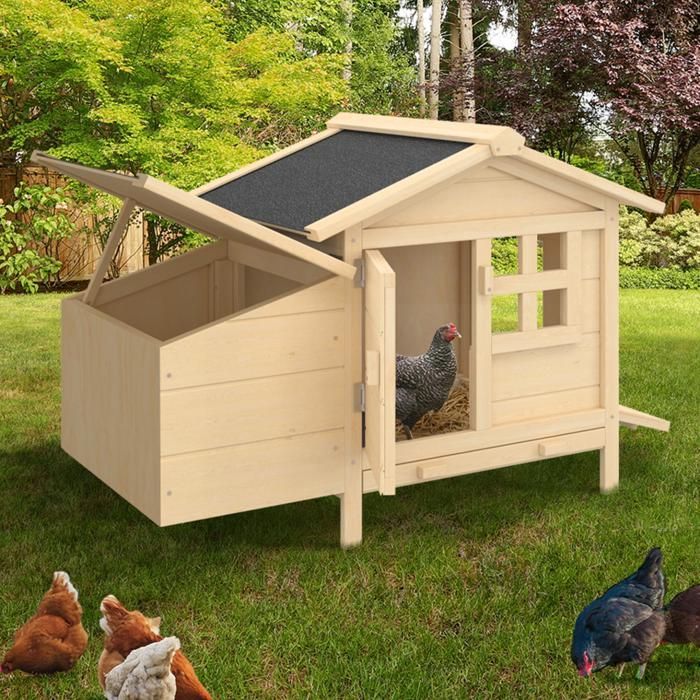 IDMARKET Poulailler sur pilotis avec pondoir en bois