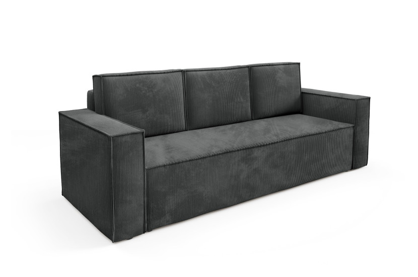 Elegancka szara sofa sztruksowa RODA z funkcją spania