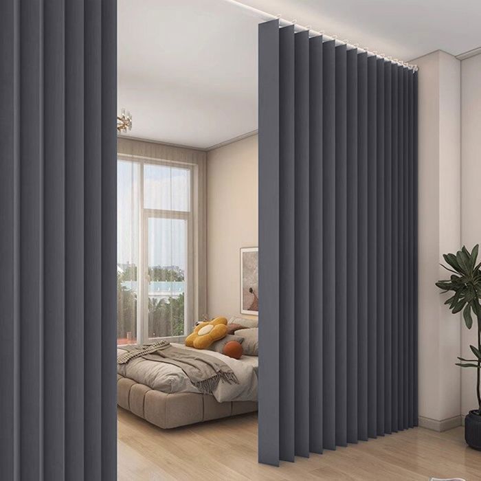 Gordijnen met ringen als kamerscherm, thermisch isolerend en waterdicht kamerscherm voor de slaapkamer - Donkergrijs - 254x213cm