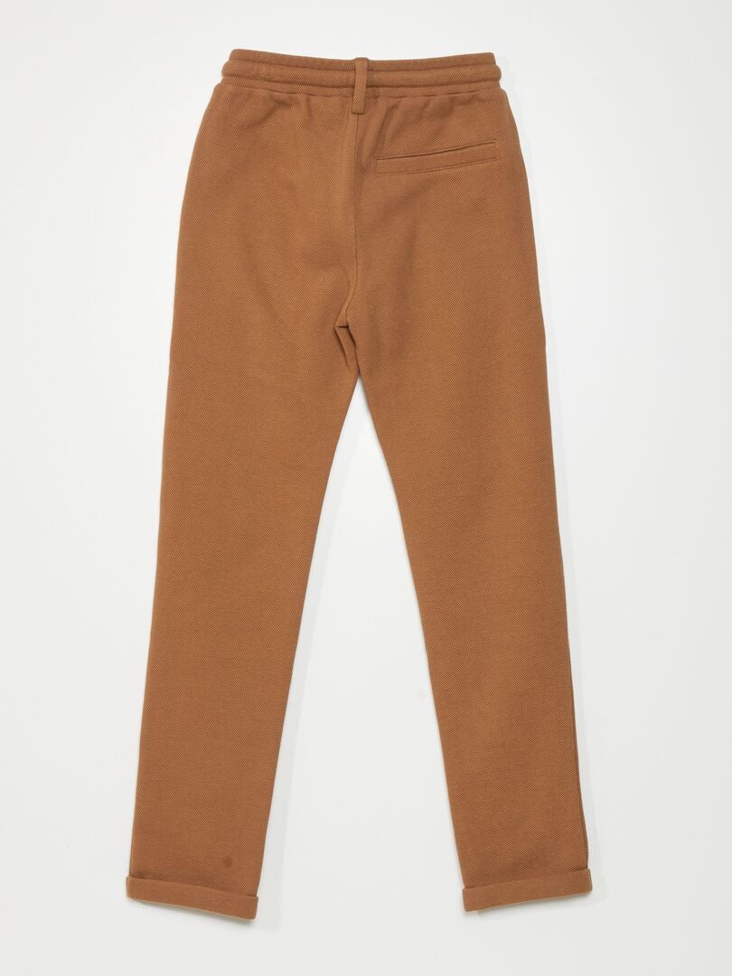 Katoenen piqué joggingbroek - BEIGE