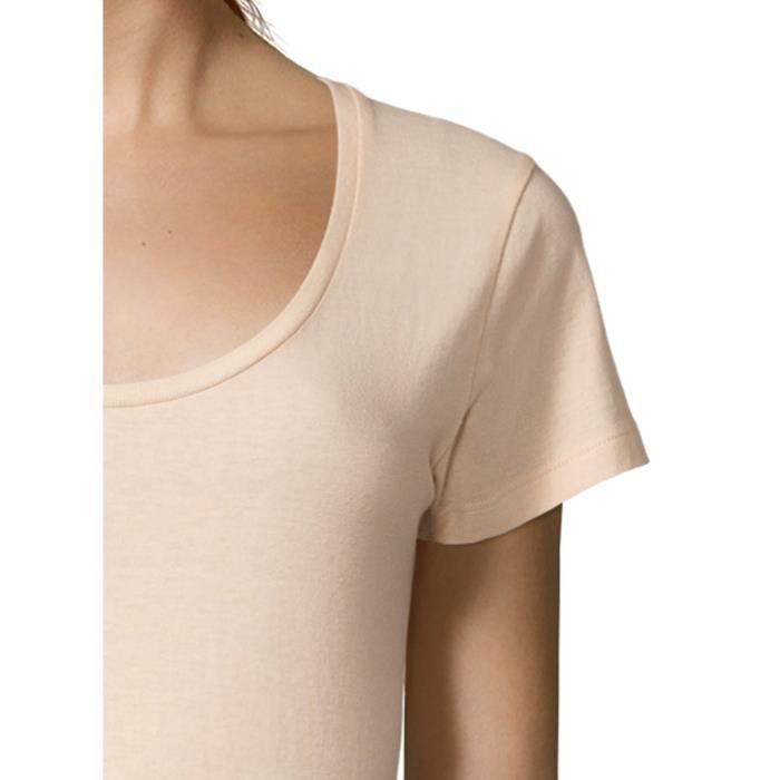 T-Shirt Femme - ULTRABASIC - Battement De Cœur Manette - 100% Coton - Manches Courtes - Rose Cremeux