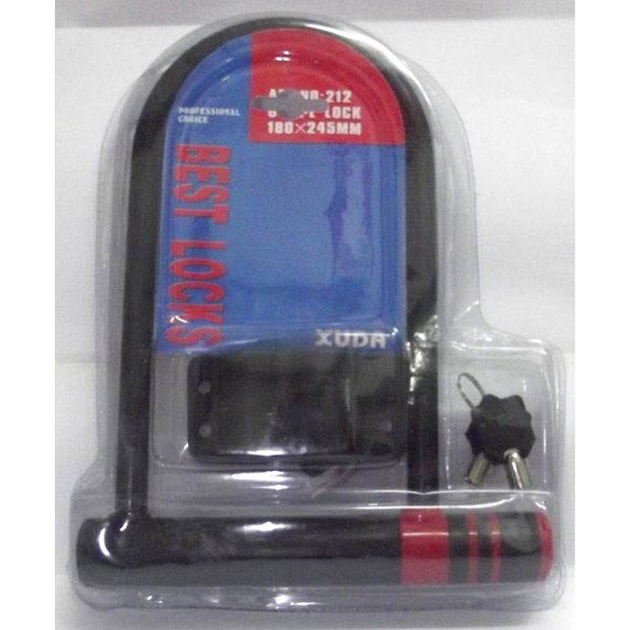 U-lock for motorcycle, scooter, or bicycle, 180 x 245 mm, 2 keys, Best Locks