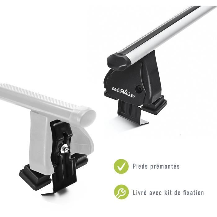 Juego de 2 barras de techo - GREEN VALLEY - Easy One No. 21 - Aluminio - Montaje estándar en techo - Hasta 75 kg