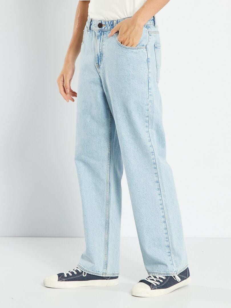 Jeans met wijde pijpen en 5 zakken - Blauw