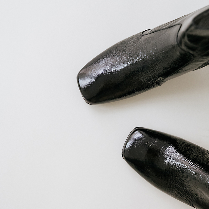 Bottines à talons  en cuir vieilli noir