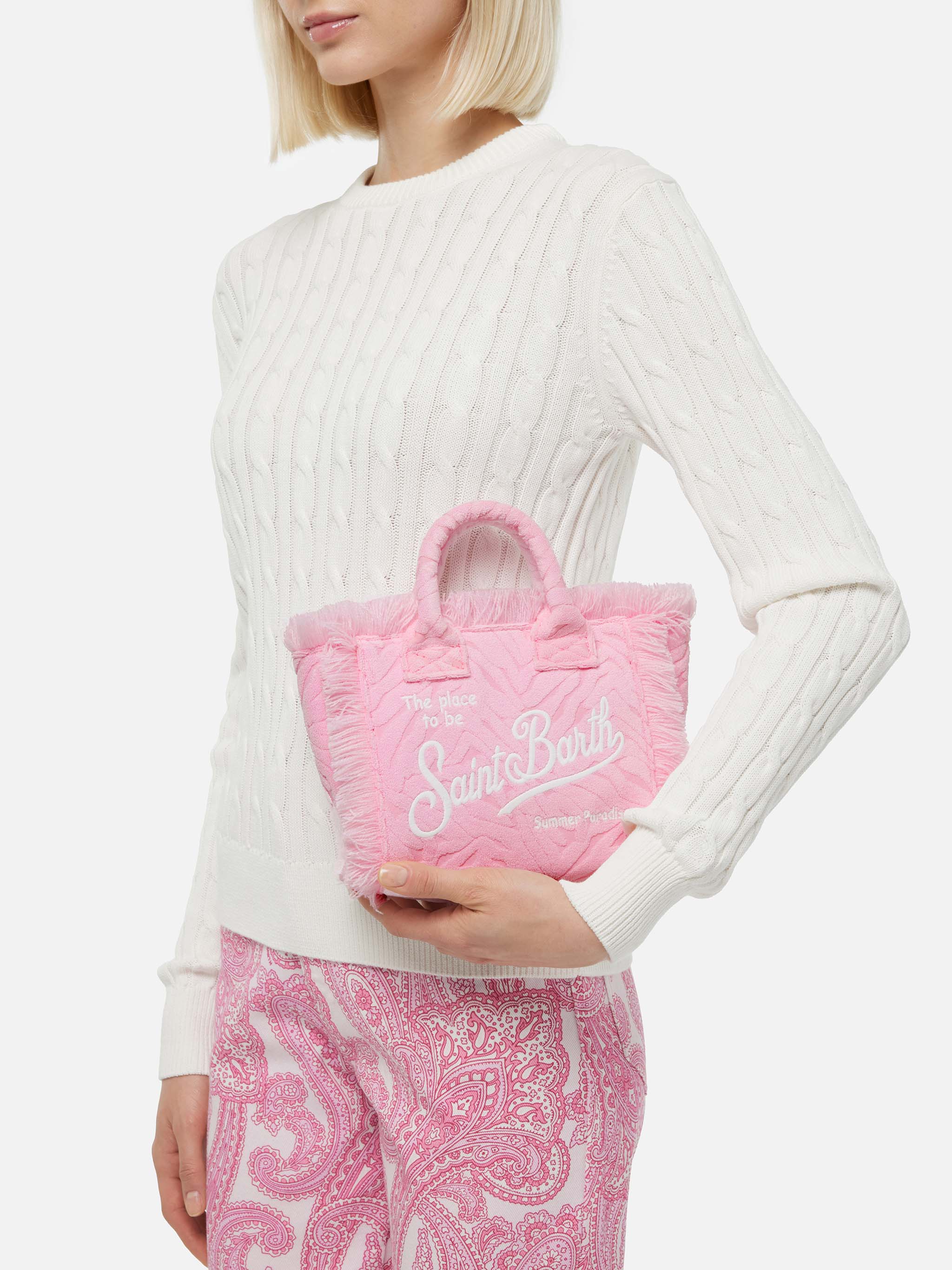Mini Vanity Sponge Bag con stampa zebrata rosa en rilievo