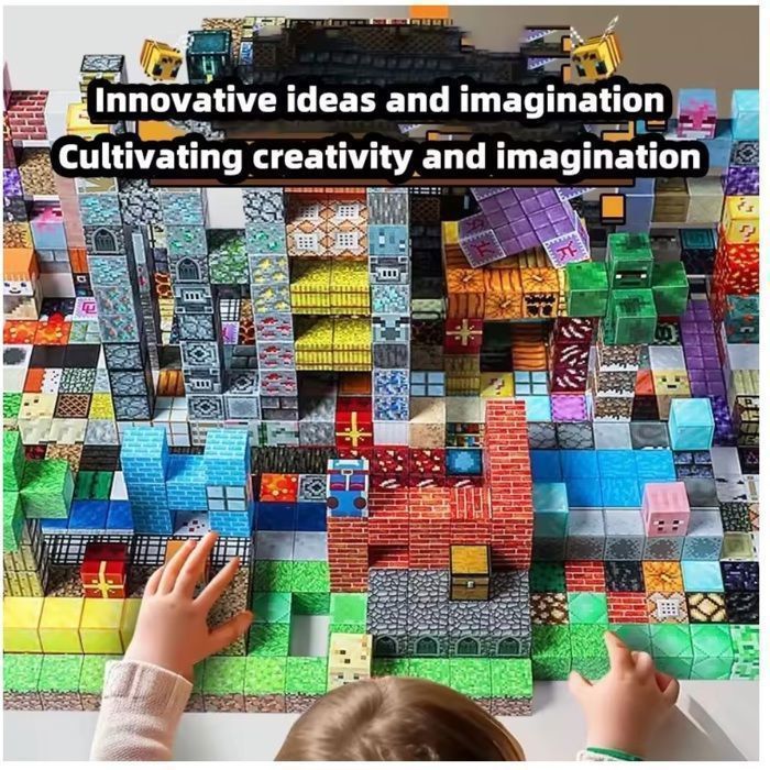 Magnetic building block or Lego storage box... Minecraft style TNT – TEKPLAY - 230 cubes of 2x2cm - Children's toy