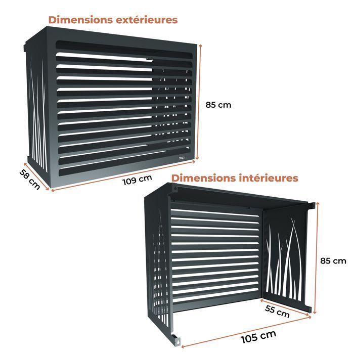 DECOAIRCO - Cubierta metálica para unidad exterior de aire acondicionado - Cubierta para aire acondicionado, bomba de calor, protección de unidad exterior - Talla M - Antracita