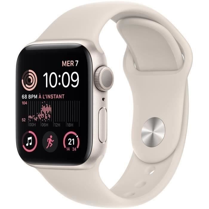Apple Watch SE GPS (2e génération) - 40mm - Boîtier Starlight Aluminium - Bracelet Starlight (2022) - Reconditionné - Excellent