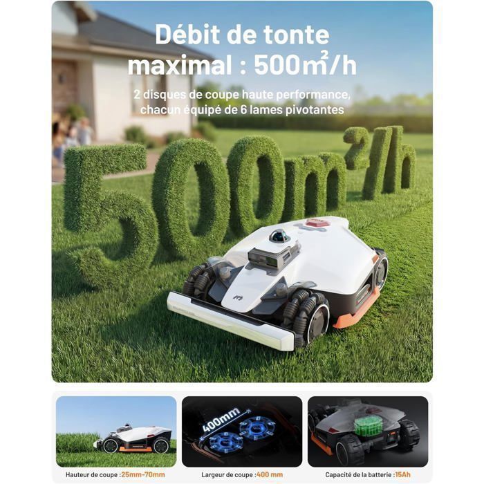 MAMMOTION LUBA 3 AWD 3000 Robotic Lawnmower with perimeter wire, 360° LiDAR + NetRTK + dual camera AI vision, up to 3000m², 80% slope