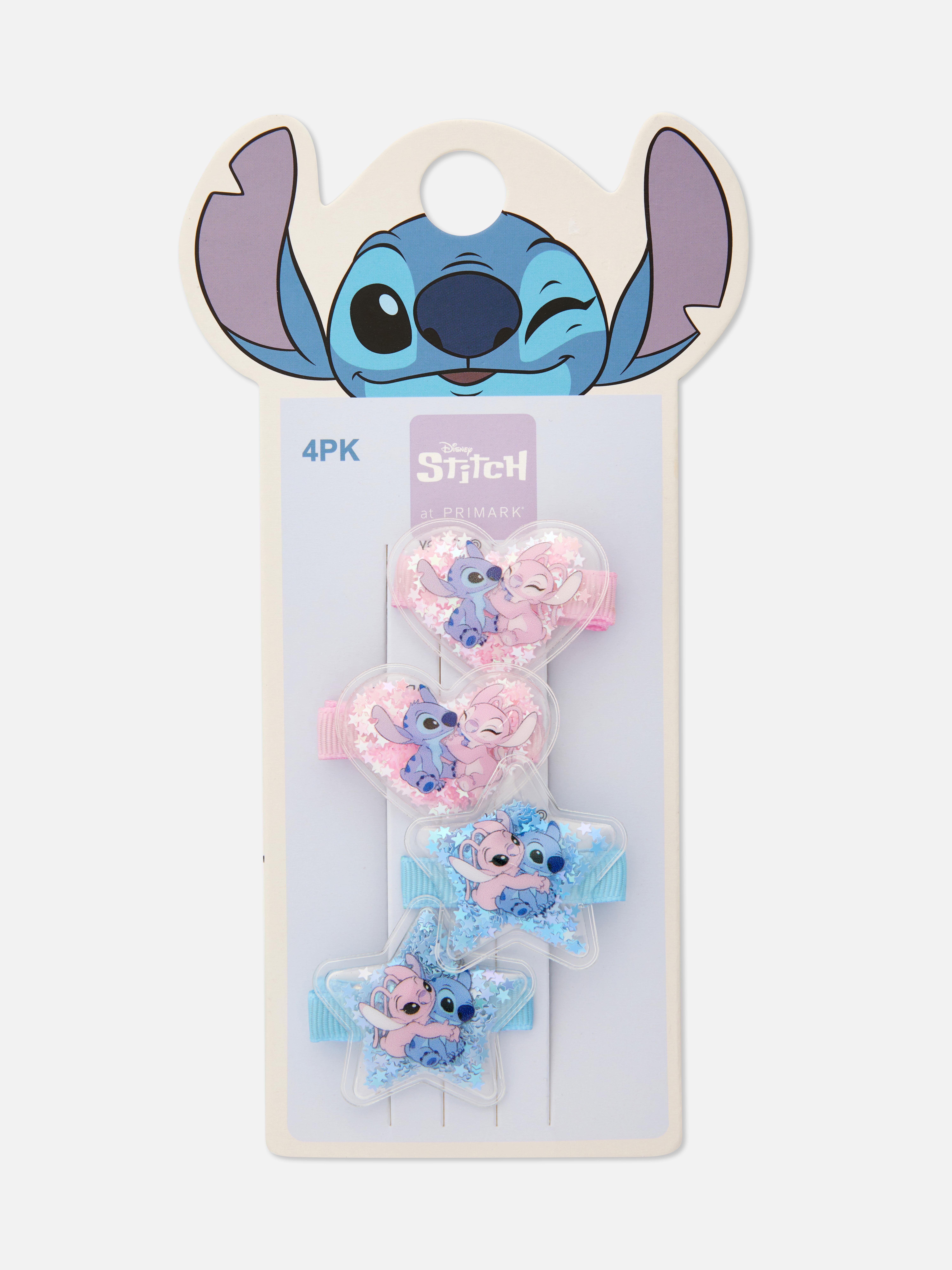 Agrafe de păr Disney Stitch, set de 4. Oferă coafurii micuțului tău o notă Disney cu aceste agrafe jucăușe cu Stitch și Angel.
