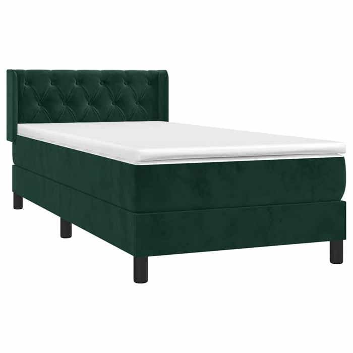 Rete a doghe e materasso - Maison Exclusive - Velluto verde scuro - 80x200 cm - Massimo relax