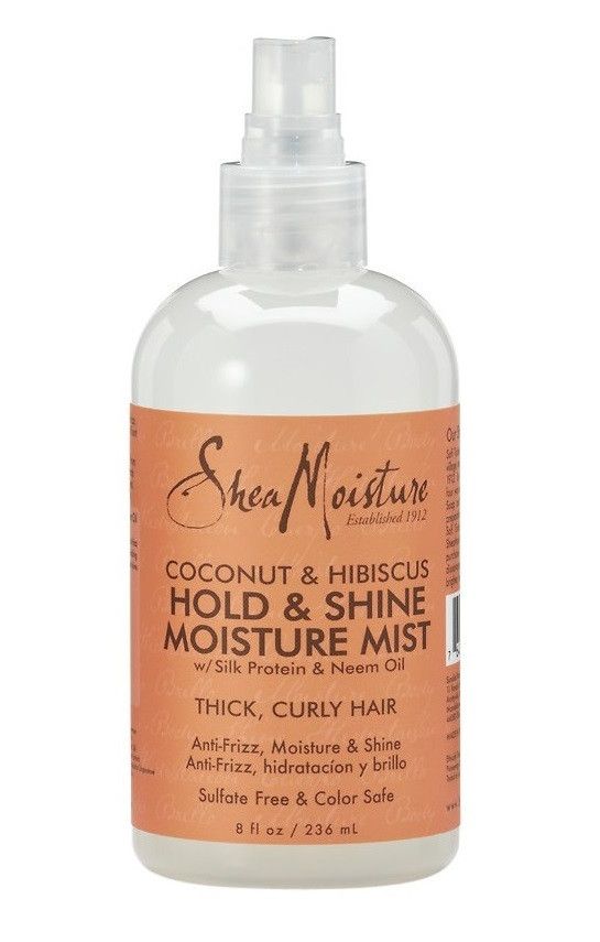 Hold & Shine mitrinošais aerosols ar kokosriekstu un hibisku nenoskalojamo kondicionieri Curly Girl Method kondicionieri