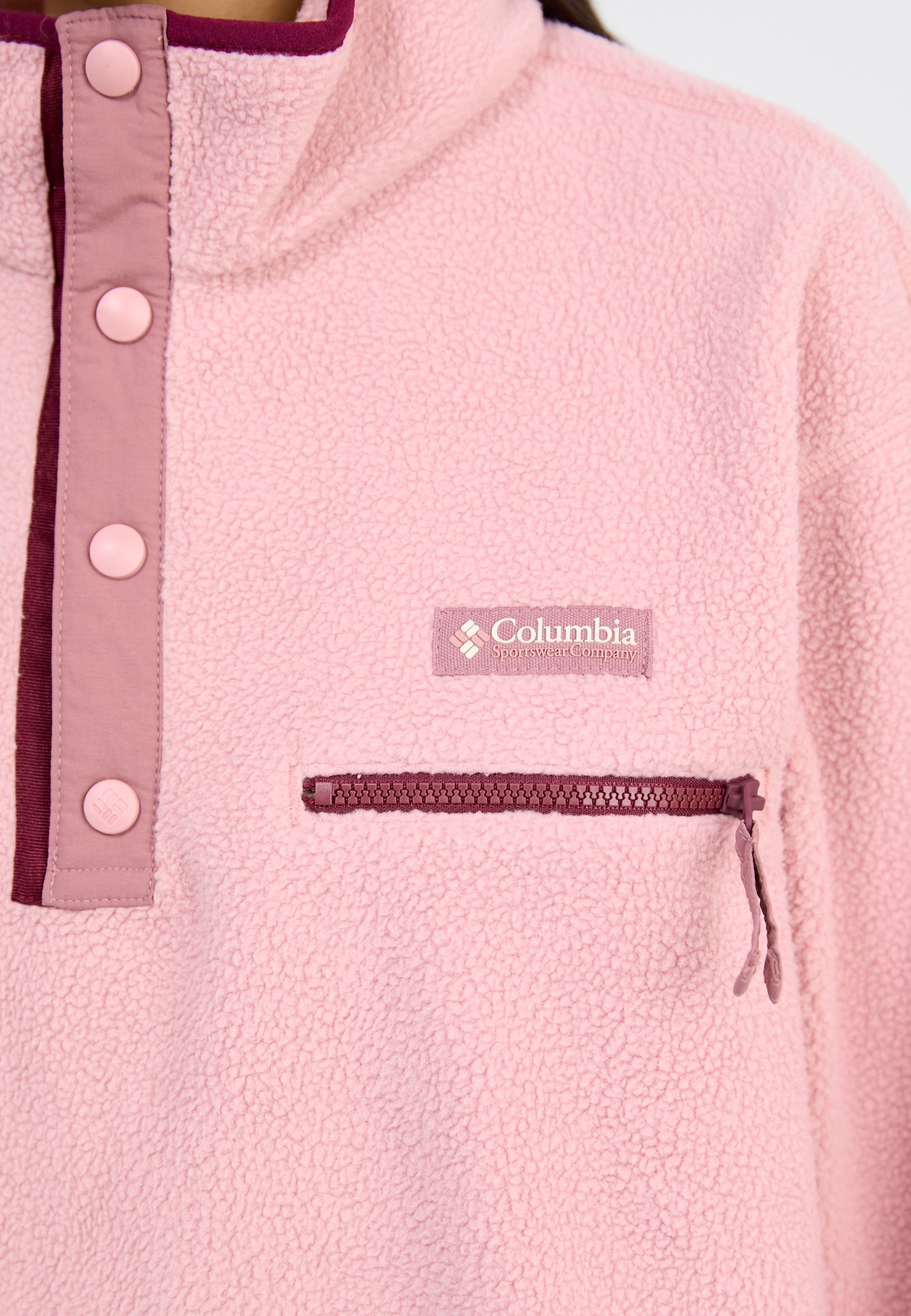 Columbia HELVETIA™ II CROPPED HALF SNAP - Fleece trui - eraser pink/fig/rich wine