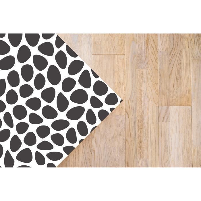 Tapis Vinyle Panorama Motif Pavé Gris 80x250 cm - Tapis pour Cuisine, Bureau et Salon en PVC