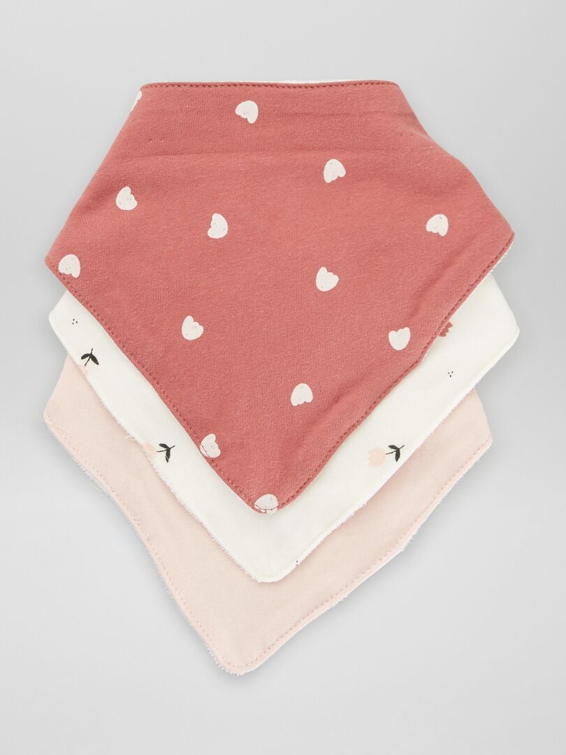 Conjunto de 3 babadores triangulares - ROSA