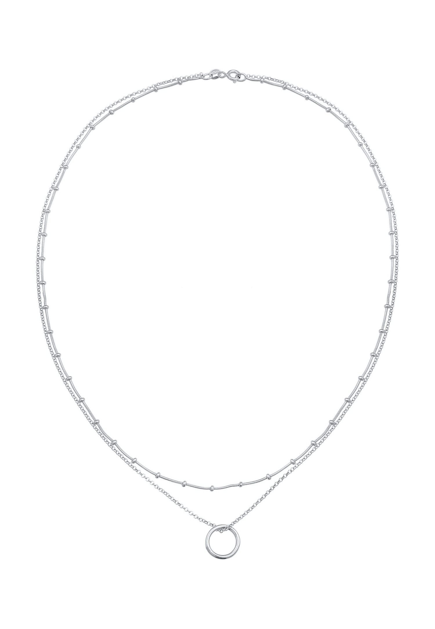 Elli Pendentif rond en chaîne boule pour dames intemporel en argent sterling 925