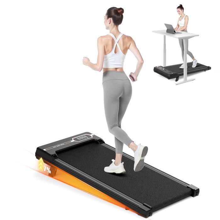 Tapis de course 1-8 km/h avec télécommande et écran LCD - Surface de course 92 x 38,5 cm Noir pour débutants