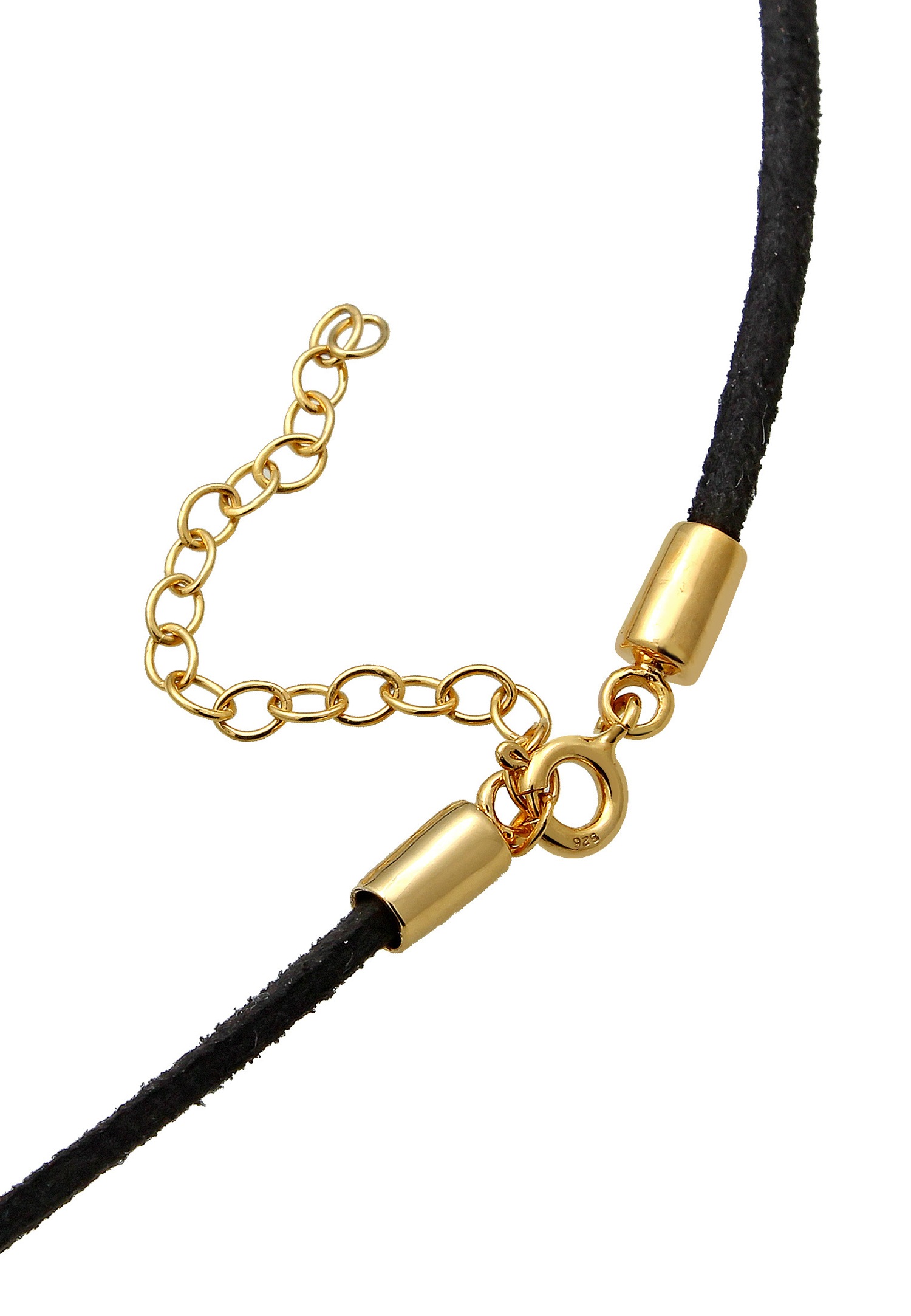 Elli Choker Velour Noir Collier Femme - (925/1000) Argent Plaqué Or