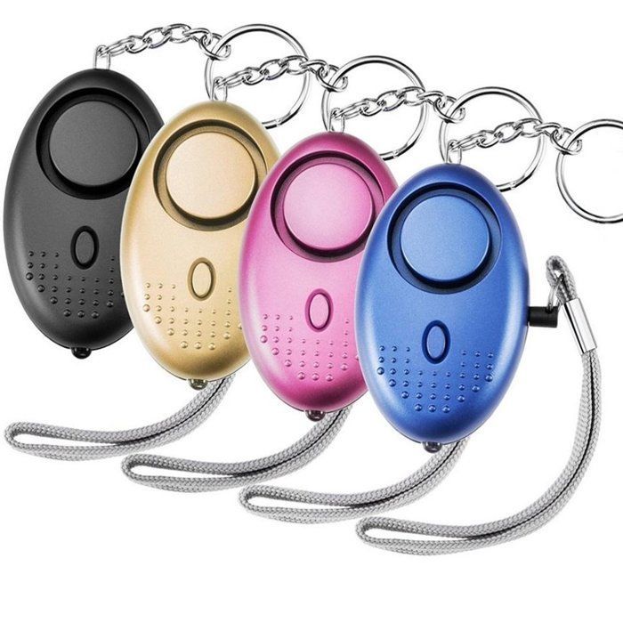 Paquete de 4 - Alarma de bolsillo personal - 130 dB - con linterna LED - Alarma de pánico - Llavero con alarma - Alarma de seguridad -
