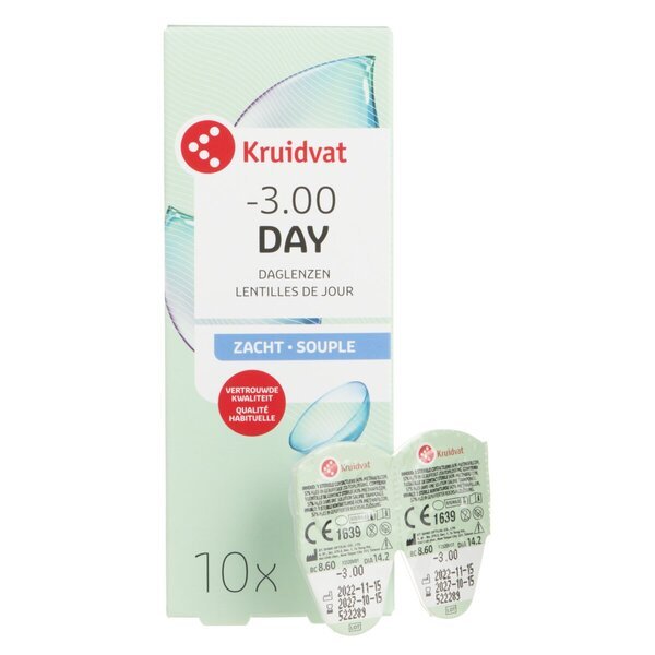 Kruidvat Opticare -3.00 mīkstās ikdienas kontaktlēcas<br>Medicīnas ierīce - 10 gab.