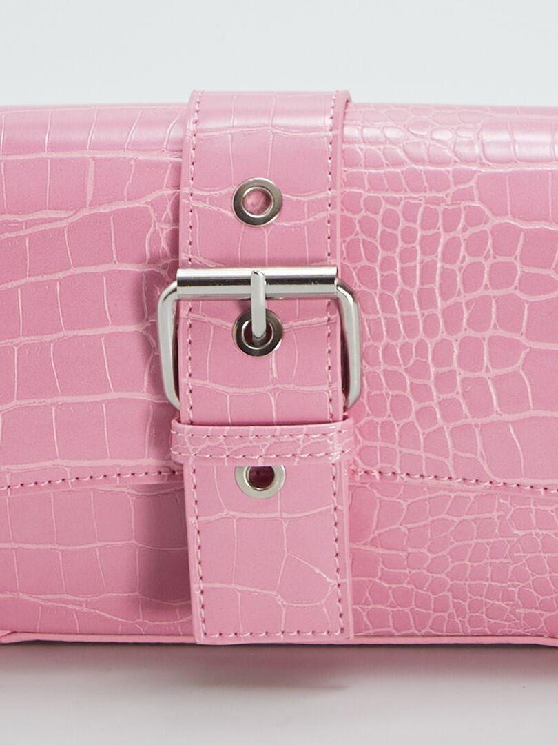 Bolso de hombro con efecto cocodrilo - ROSA