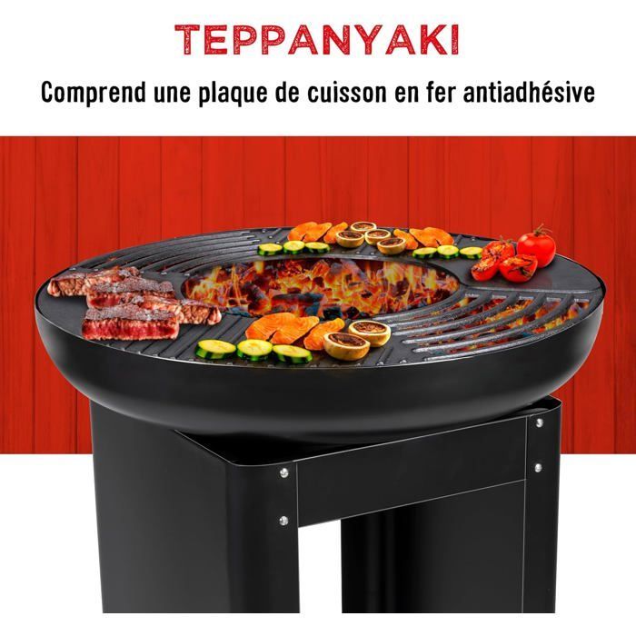 BBQ Collectie Vuurkorf en Bakplaat - Japanse Barbecue 61 x 90 cm - Teppanyaki Barbecue Grill - Buitenvuurkorf en Bakplaat voor in de Tuin
