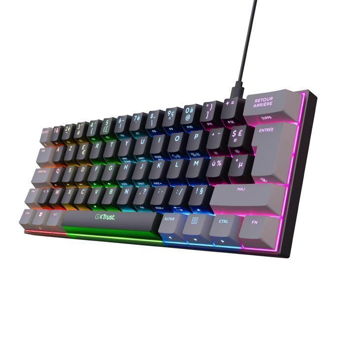 Teclado mecánico para juegos RGB del 60 % - TRUST GAMING - GXT 867 Acira - Interruptores de precisión - Formato compacto - PC