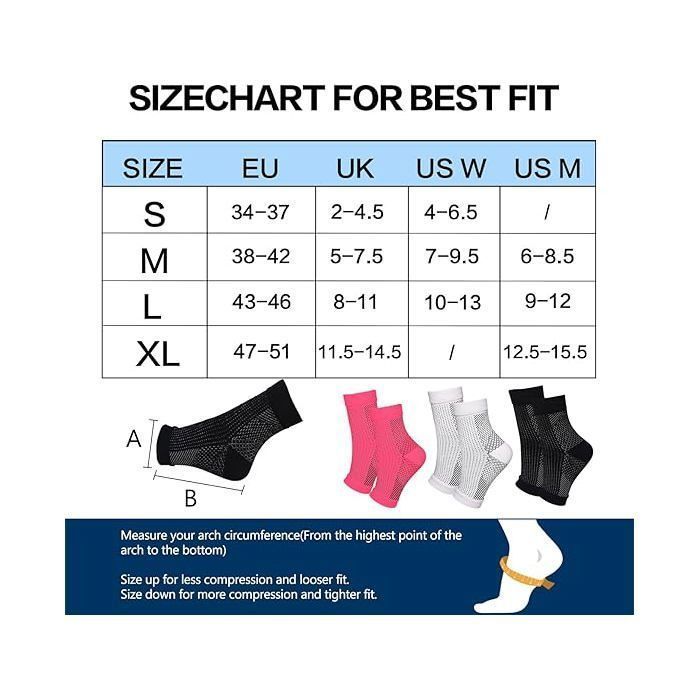 Pack of 4 pairs of compression socks for plantar fasciitis, for women and men, medical ankle support - XXL